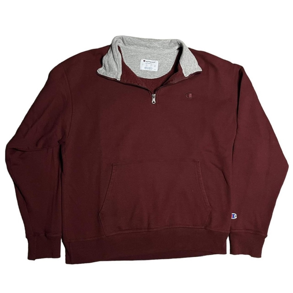 Champion Maroon Pullover Quarter Zip Sweater